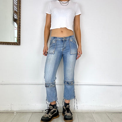 light wash 2000's denim capri trousers