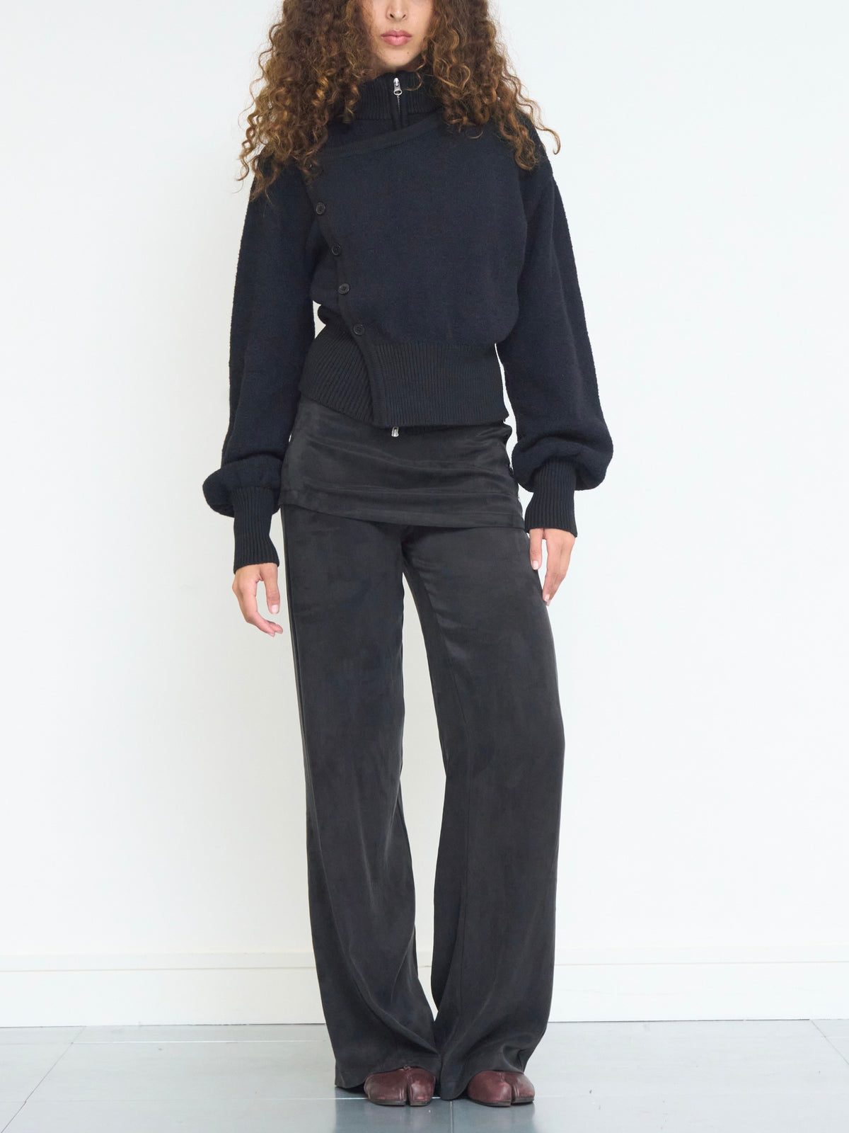 rowan button jumper - black knit