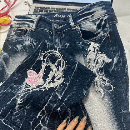 2000's crazy age two tone flared jeans