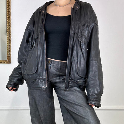 vintage leather bomber jacket