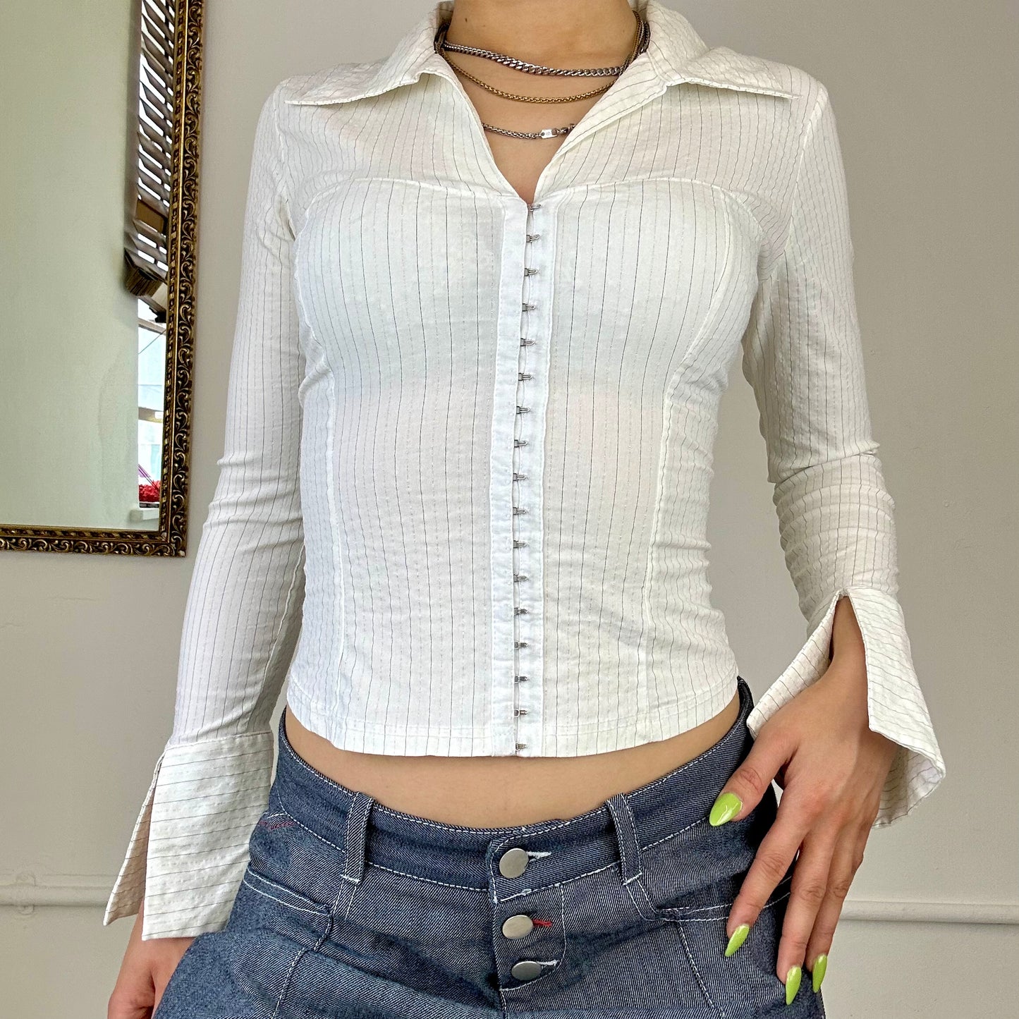 white pinstripe shirt by pimkie