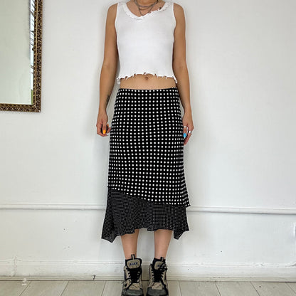 2000s black and white polka dot skirt