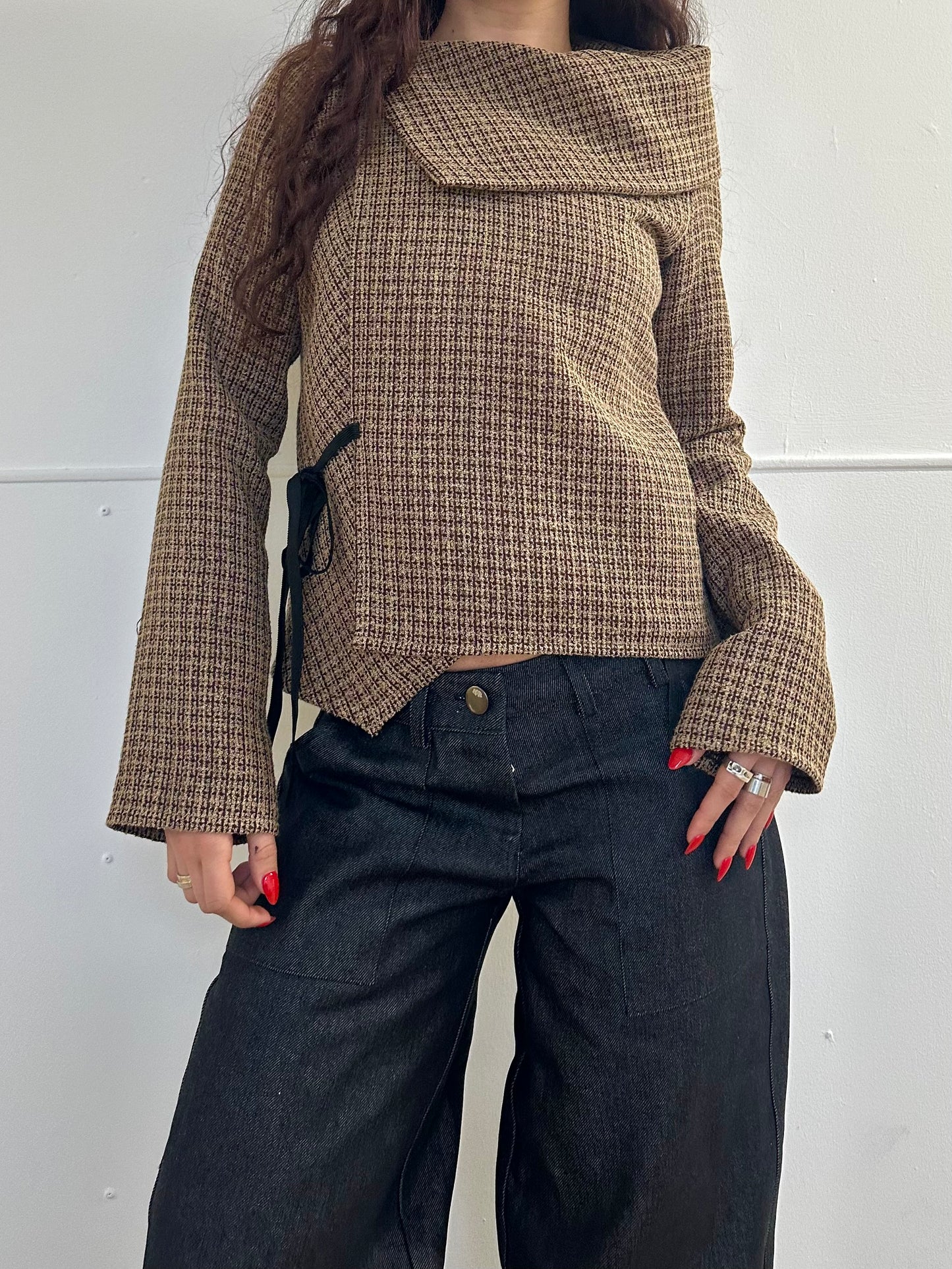 the felix cardigan in brown check