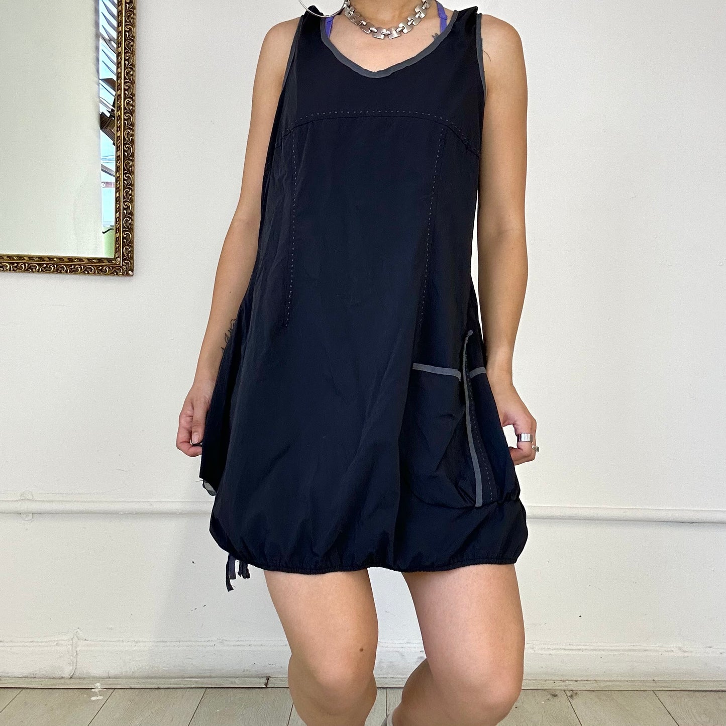 2000's cache cache black utility dress