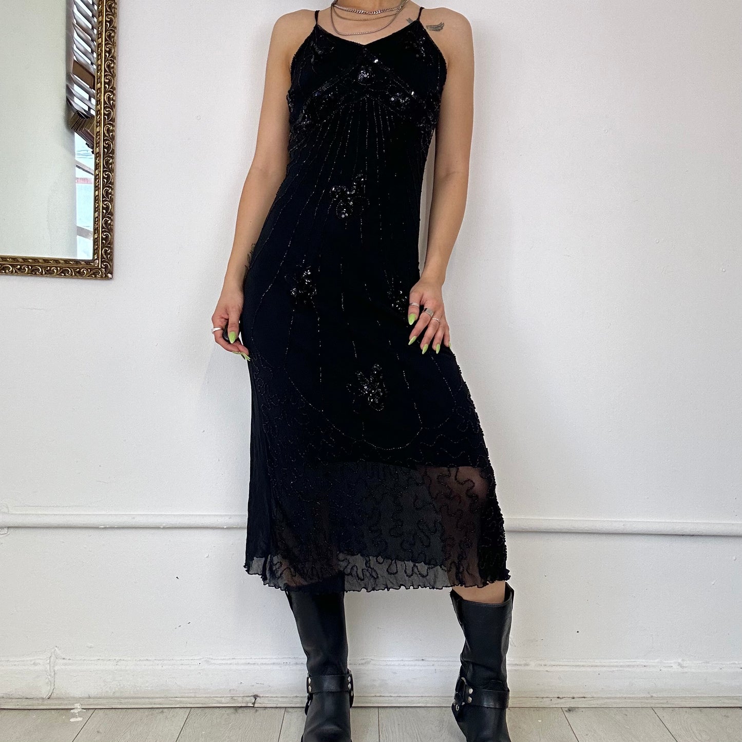 2000's black midi dress