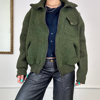 military style wool bomber jacket