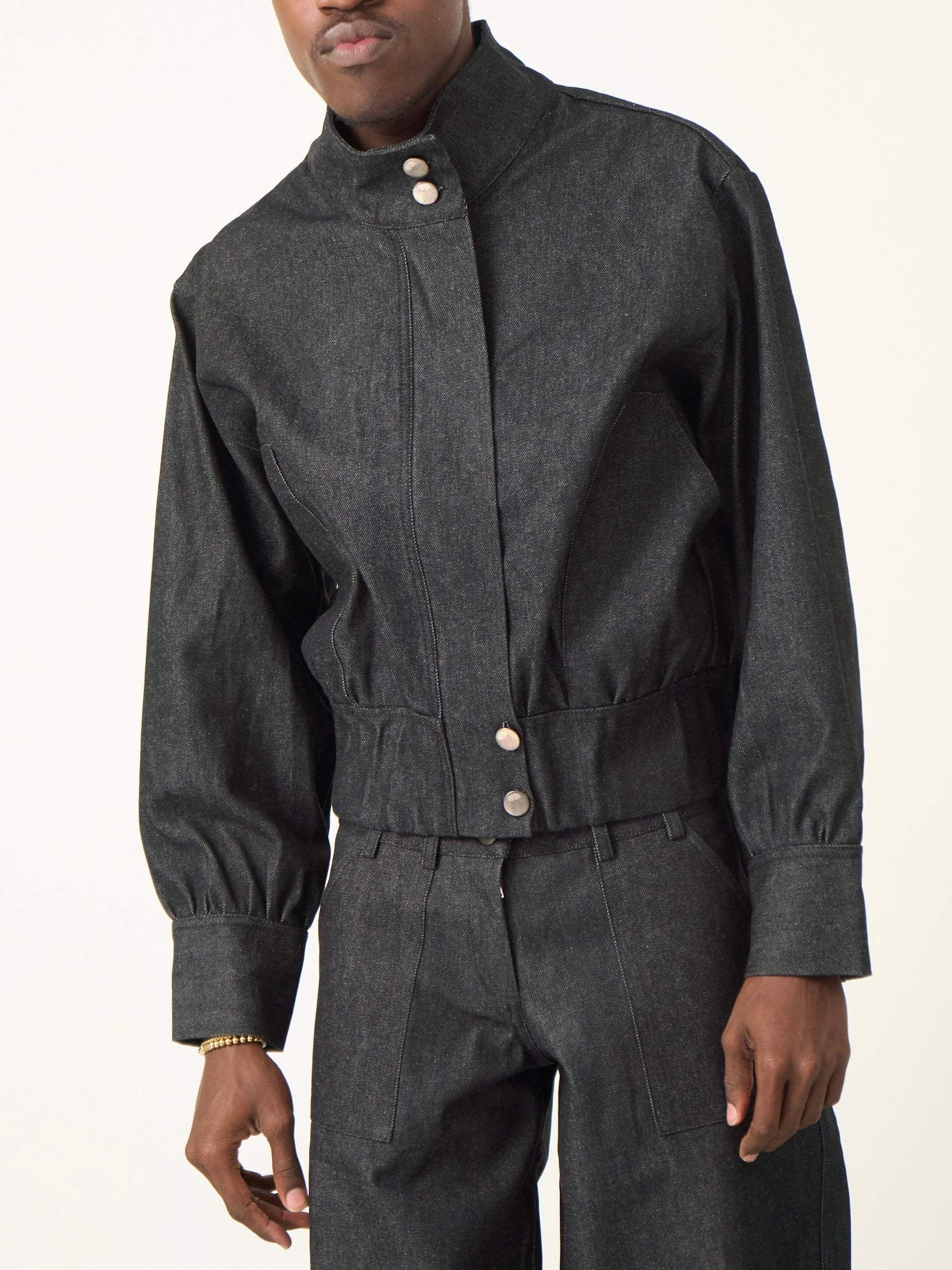 slouch jacket - dark grey denim