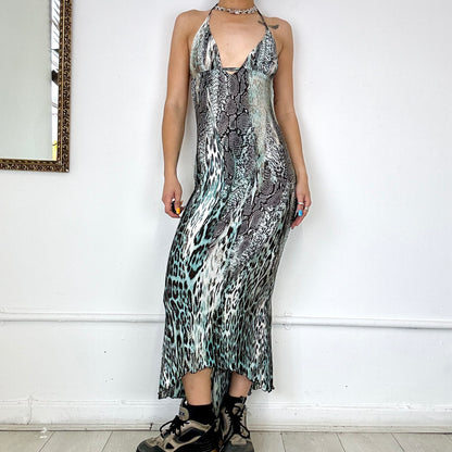 extro snake print slinky maxi dress