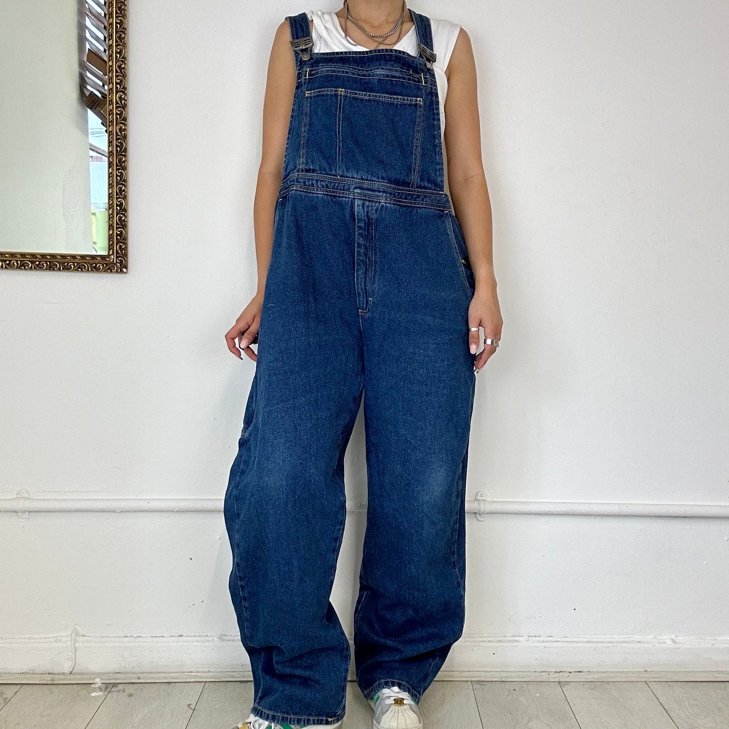 vintage baggy dark wash denim dungarees