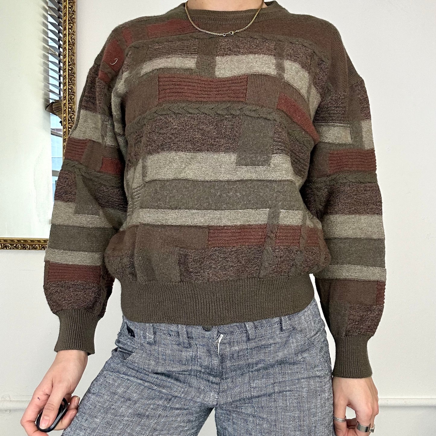 vintage patchwork knit jumper