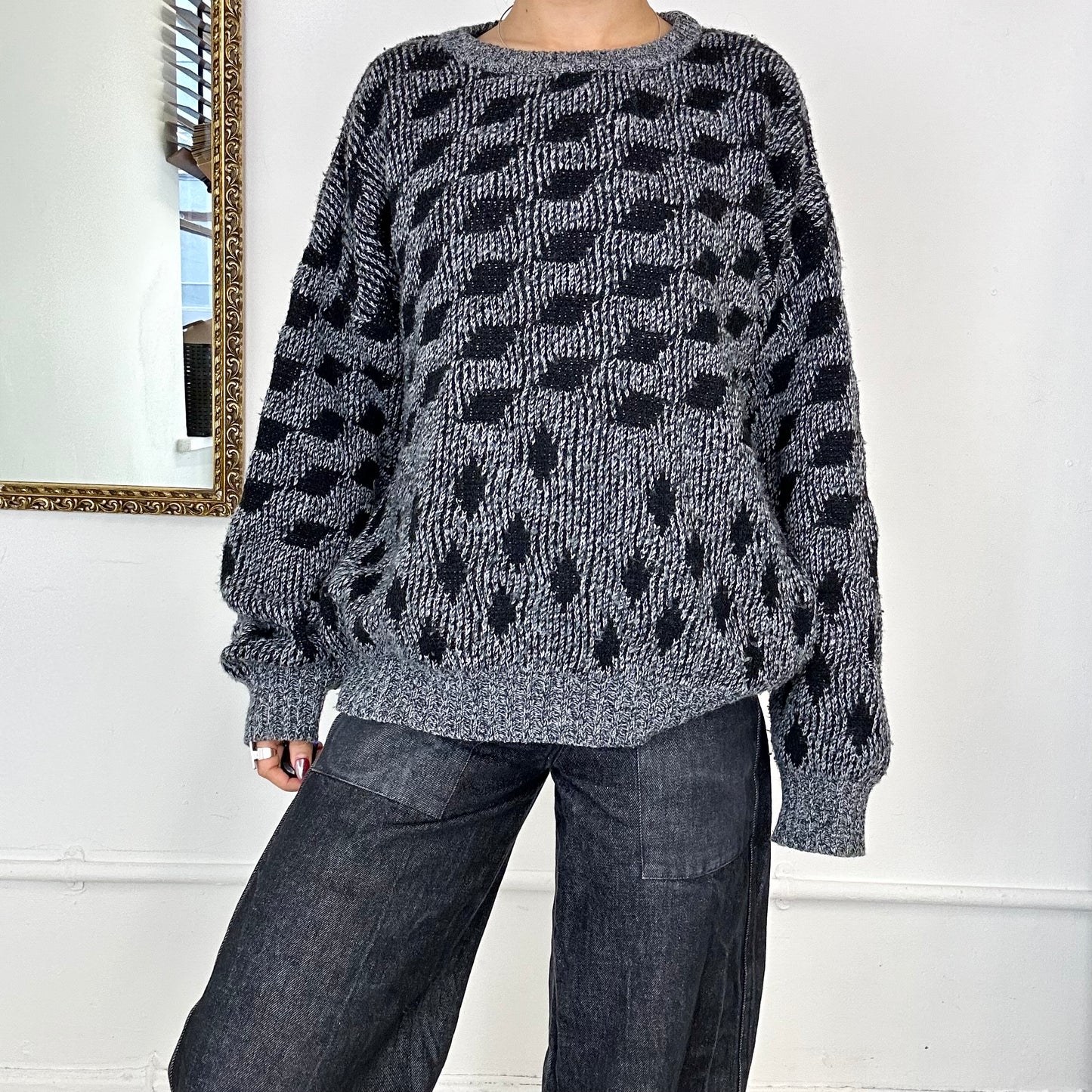 vintage patterned knit wool jumper