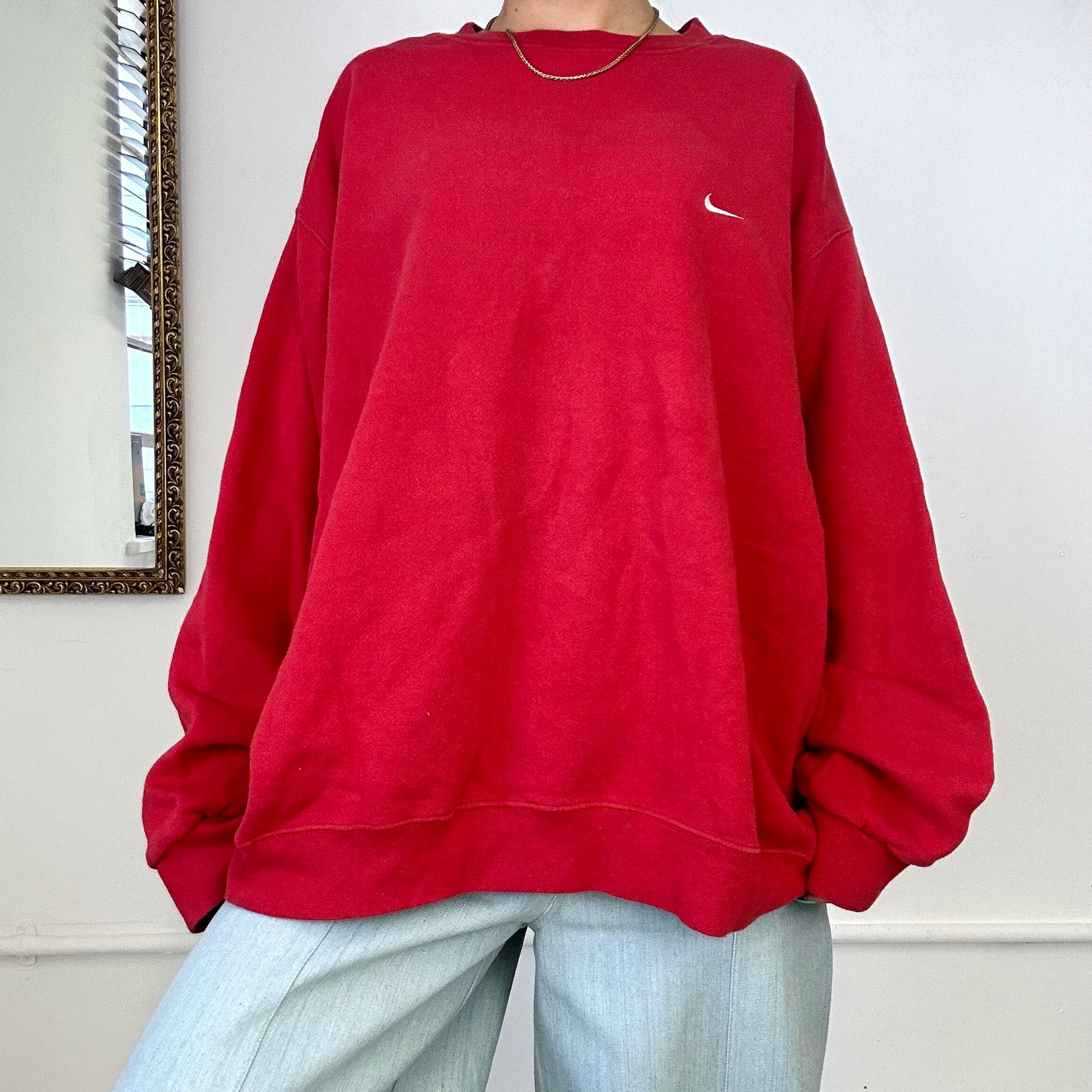 vintage nike swoosh red sweatshirt