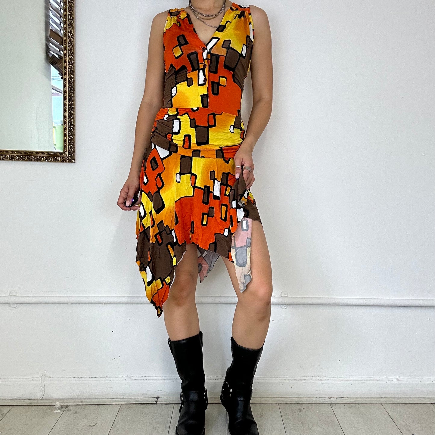 80's asymmetric midi dress