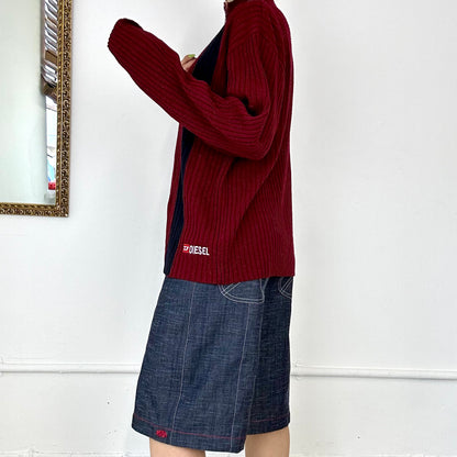 vintage red quarter zip knit by diesel