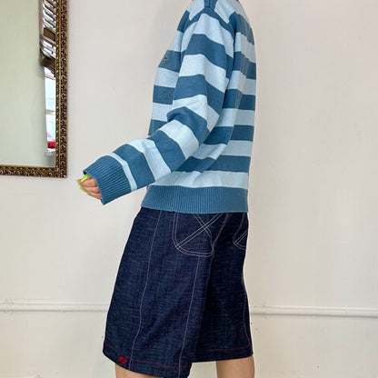 vintage blue striped lacoste knitted jumper