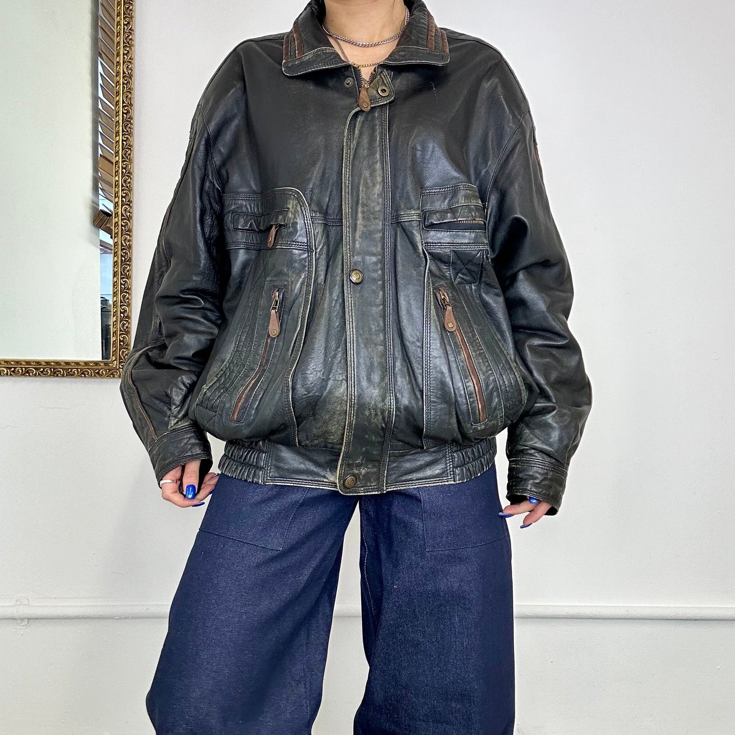 90s leather bomber jacket