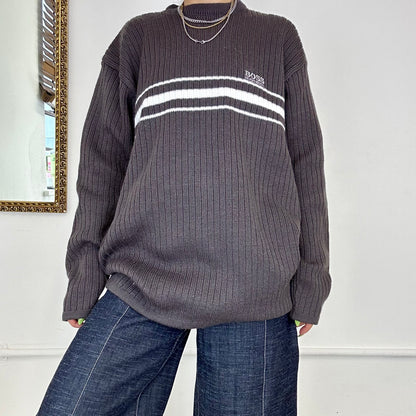 vintage grey boss knitted jumper