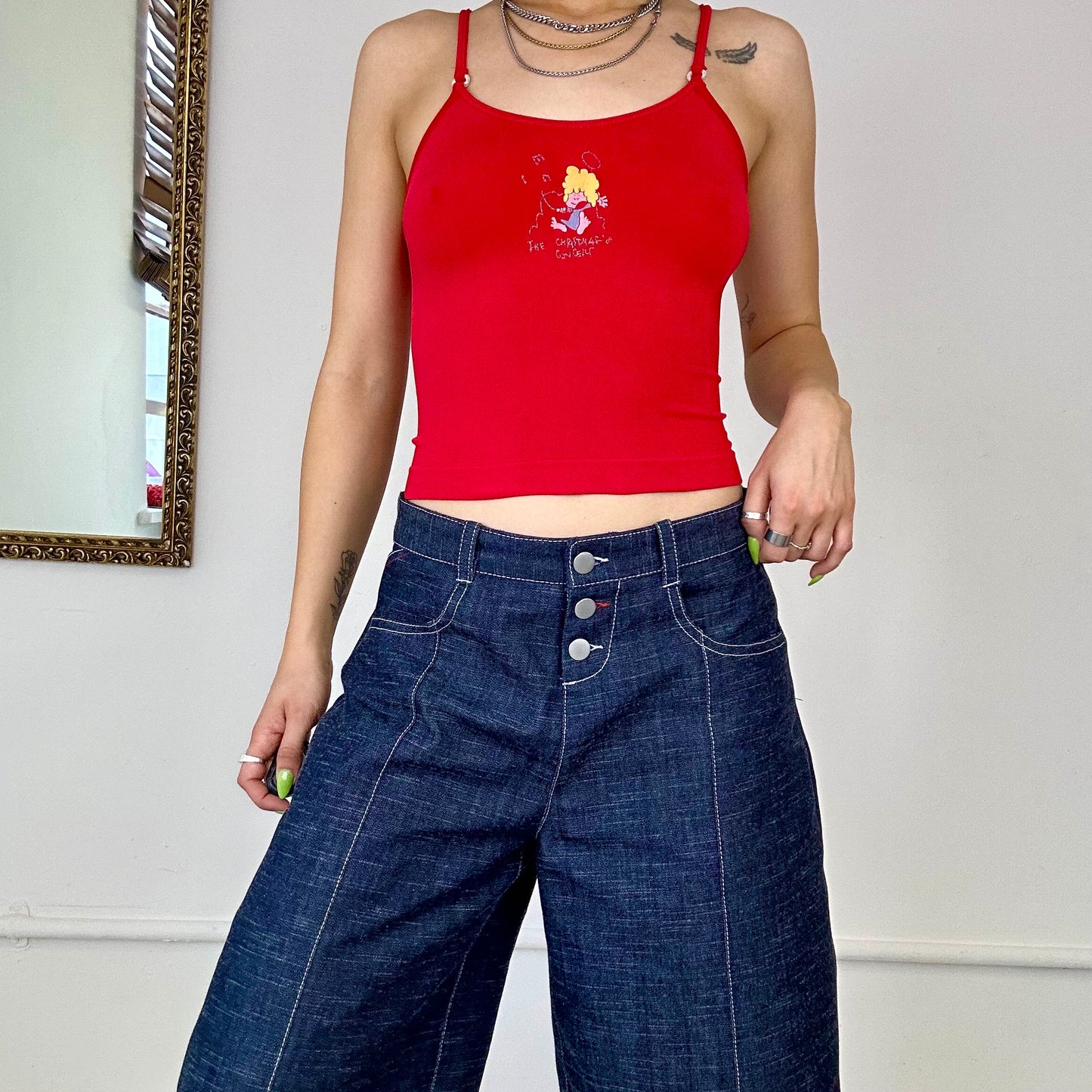 2000's red strappy tank top