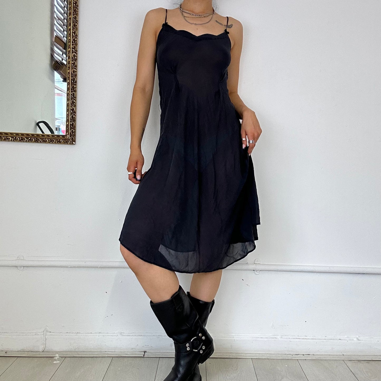 90's sheer black flowy dress