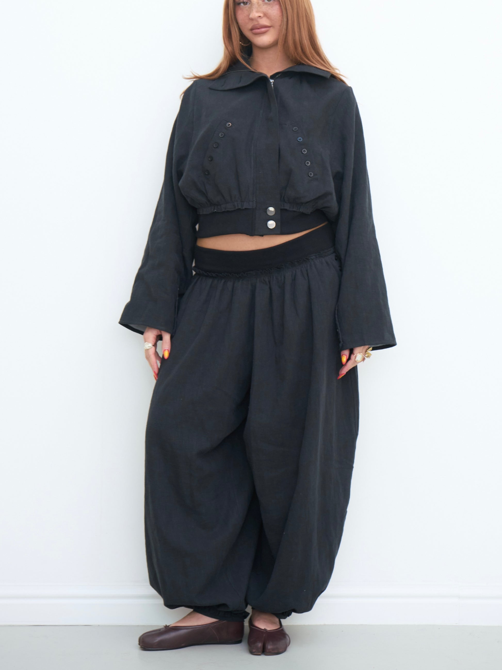 noa jacket - black linen