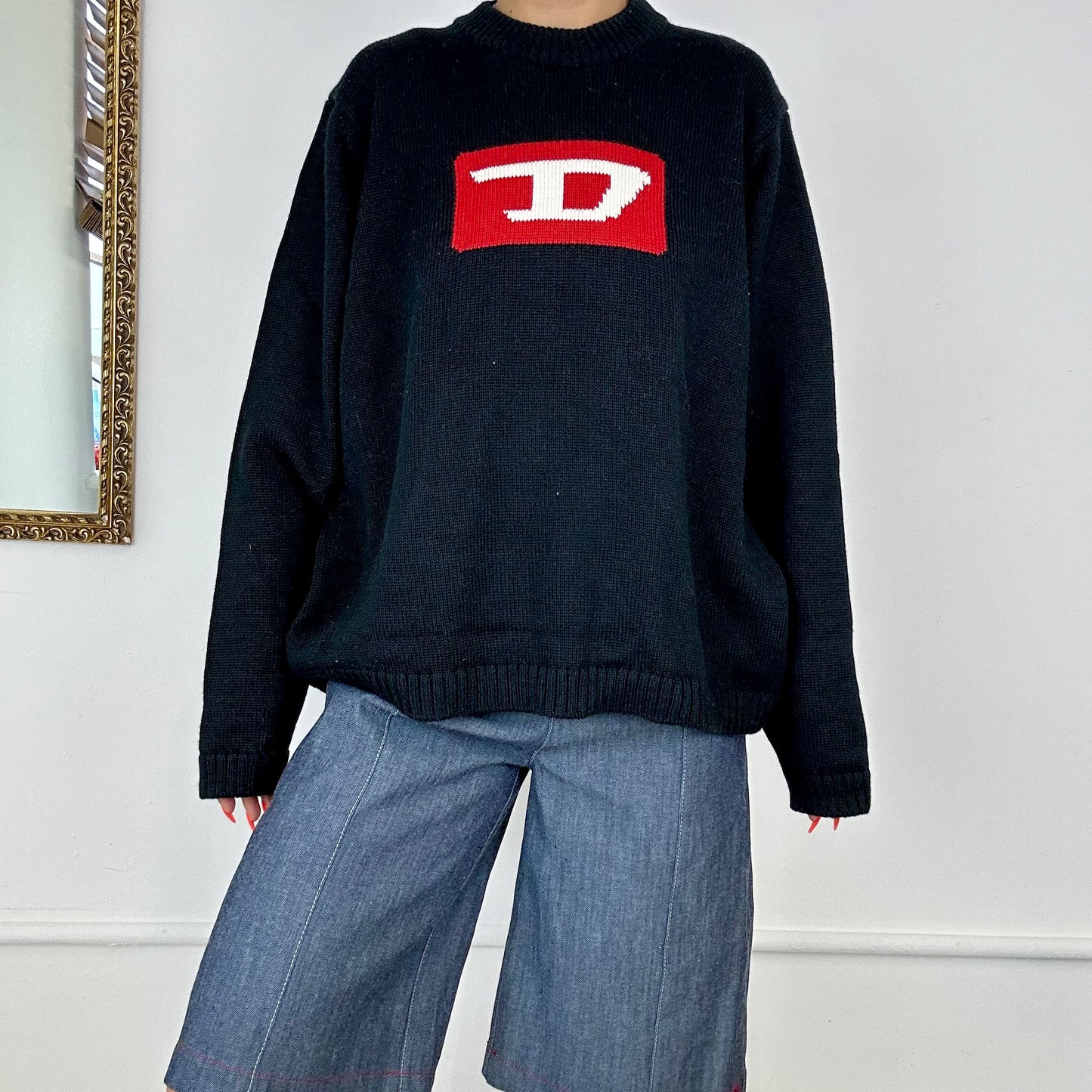 vintage black diesel knit jumper