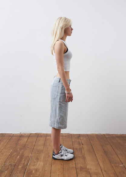 the skater short in light wash denim