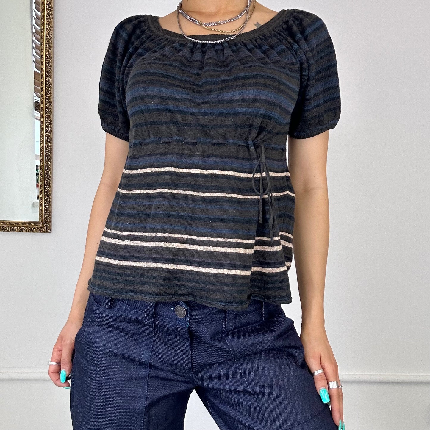 kookai knitted striped top