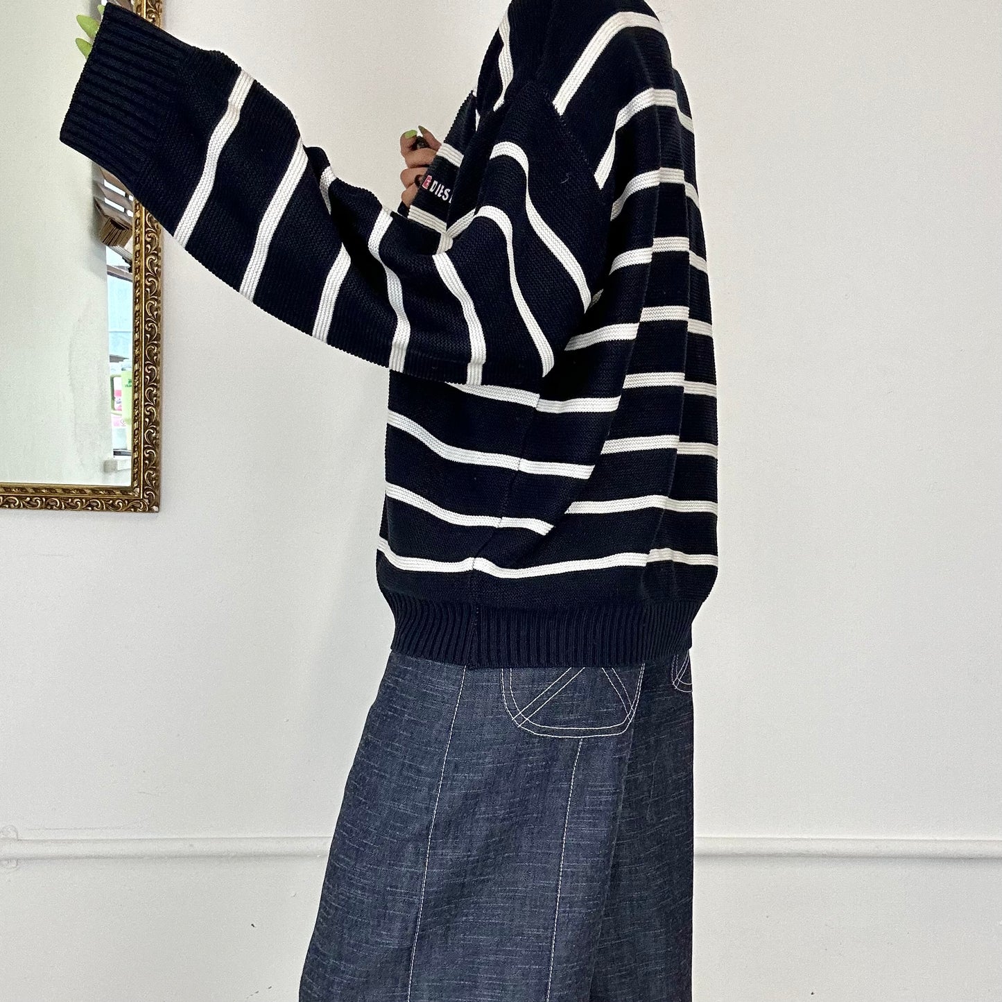 vintage dark navy striped diesel jumper