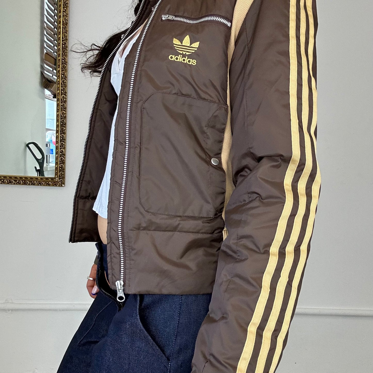 rare vintage brown adidas zip up jacket