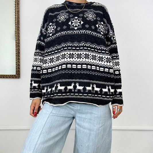 vintage patterned knitted jumper