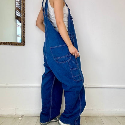 baggy dark wash denim dungarees by liberty