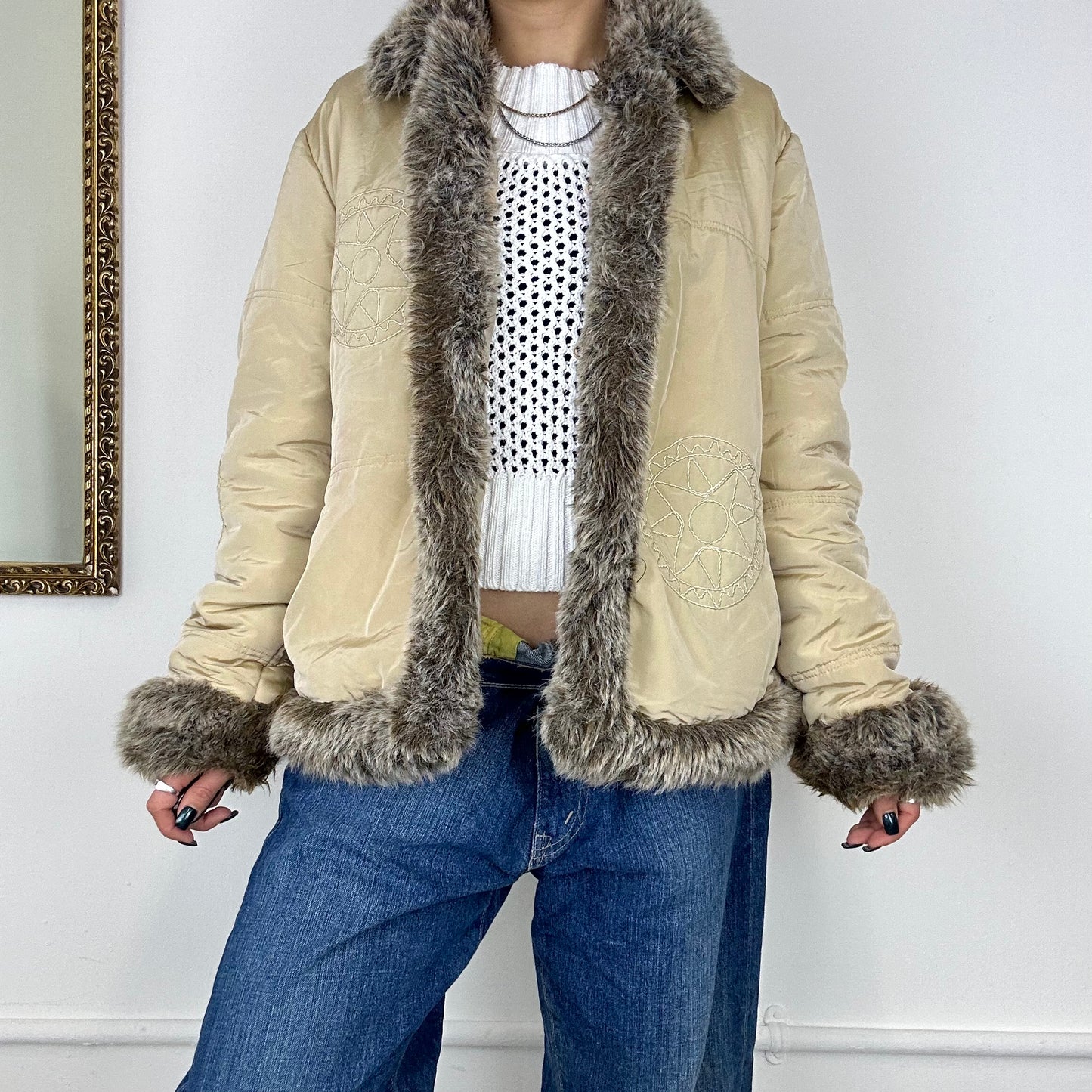 vintage fur trim afghan coat