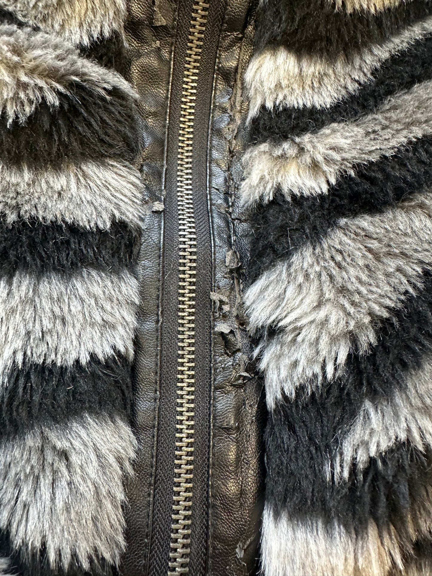 vintage zebra faux fur sleeveless jacket