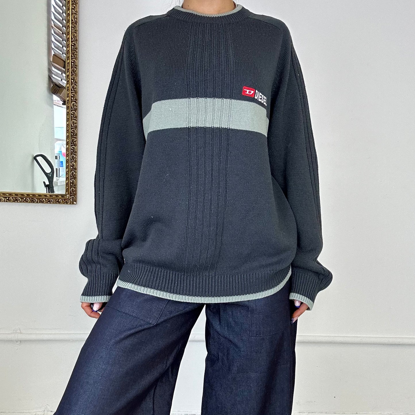 vintage grey diesel knitted jumper