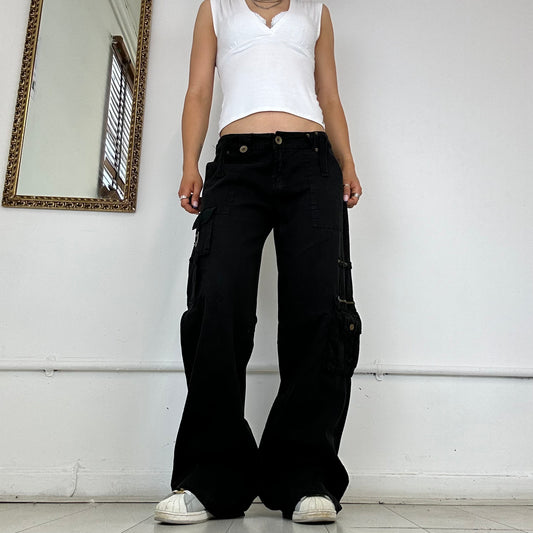 Black baggy cargo trousers