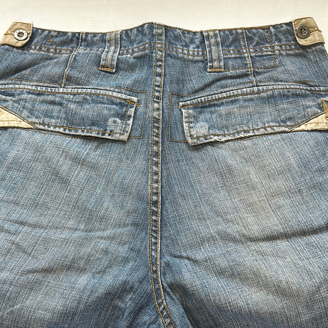 long denim cargo shorts