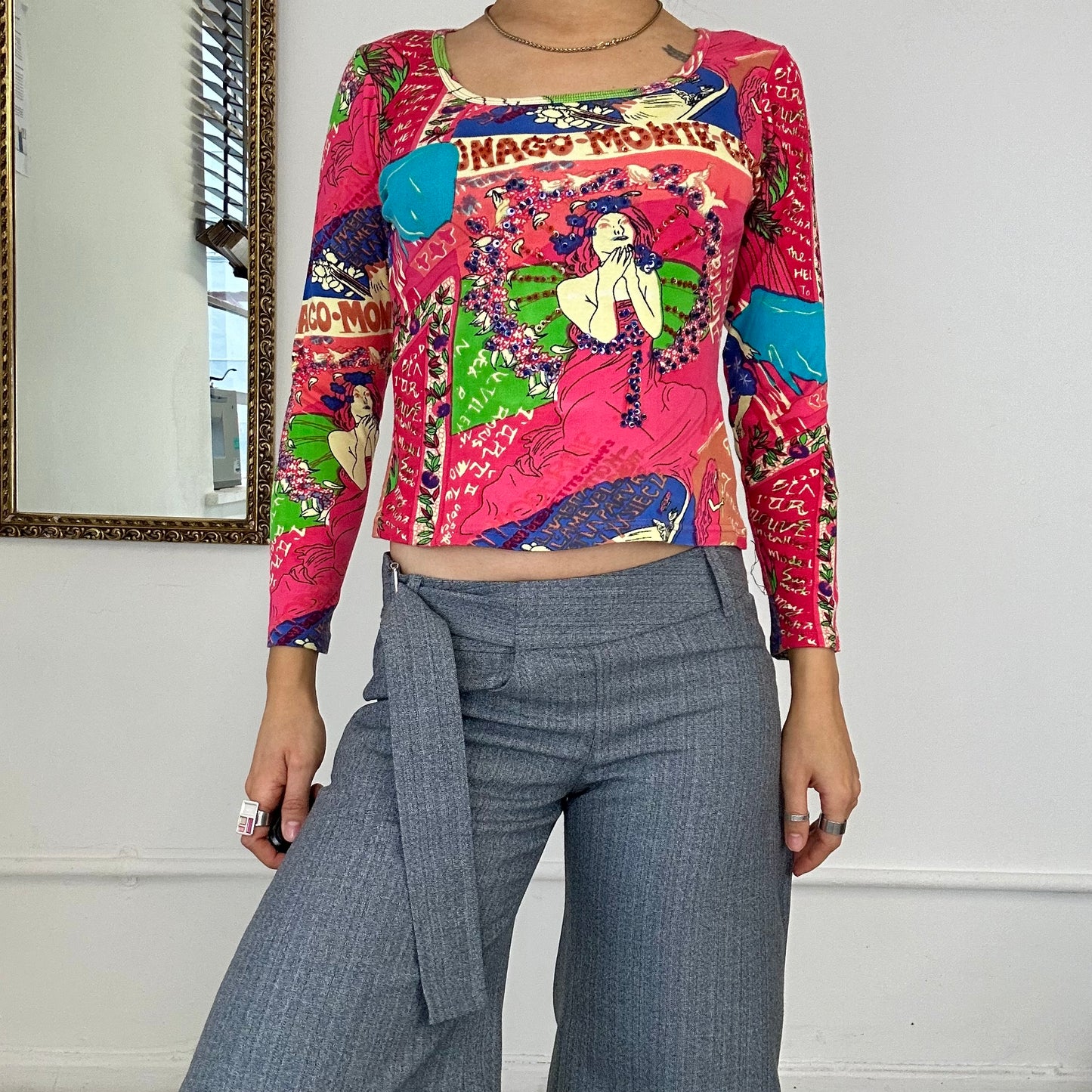 2000's italian colourful graphic print top