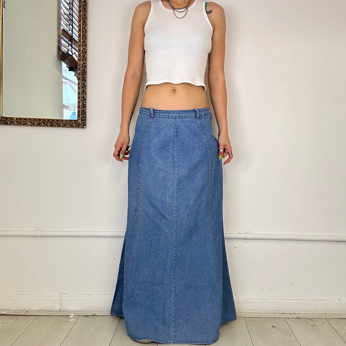 00’s denim maxi skirt