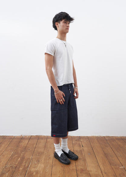 the skater short in navy denim