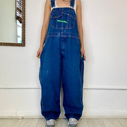 baggy dark wash denim dungarees by liberty