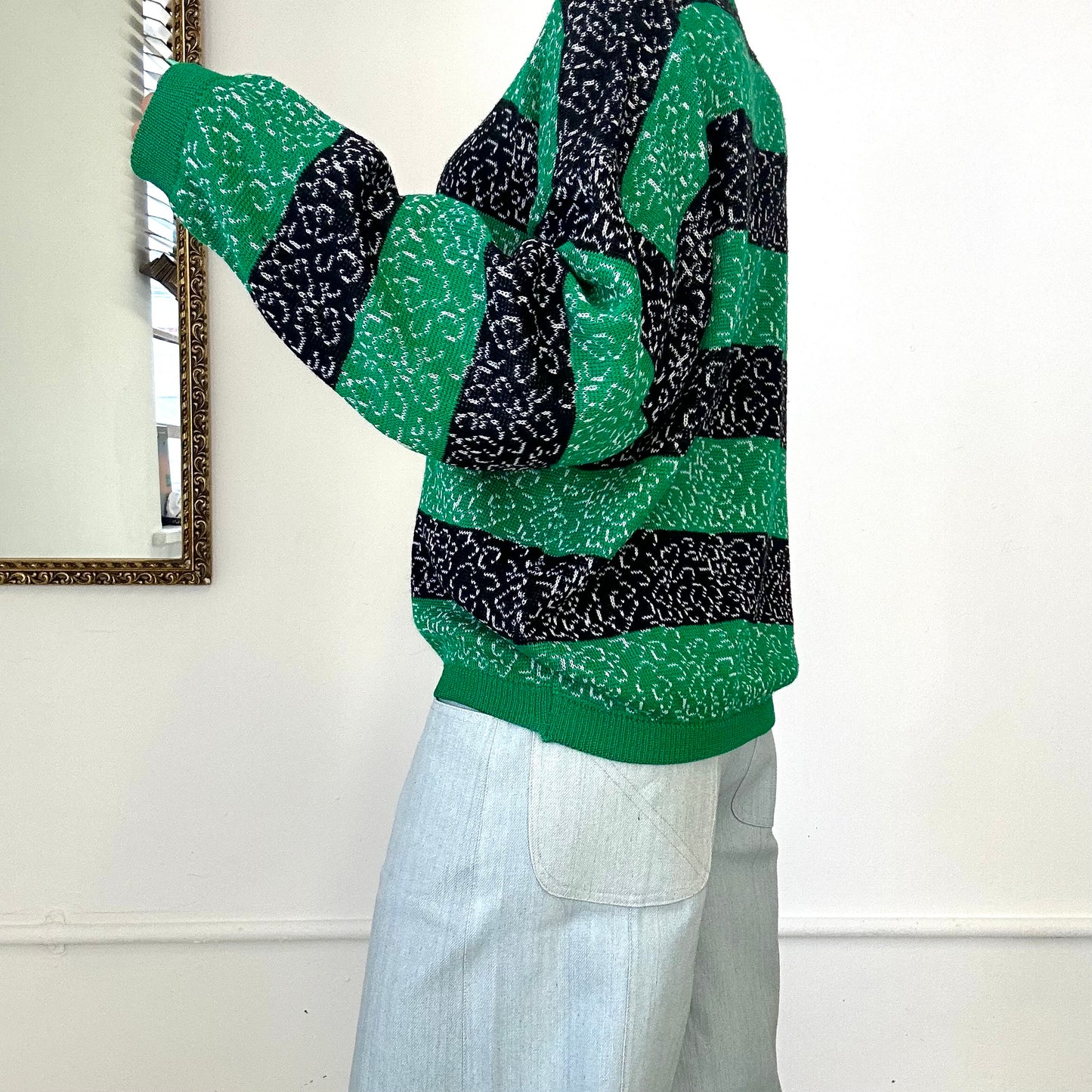 vintage italian green & black knitted jumper