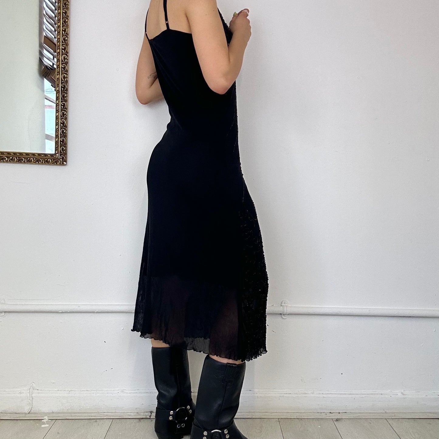 2000's black midi dress