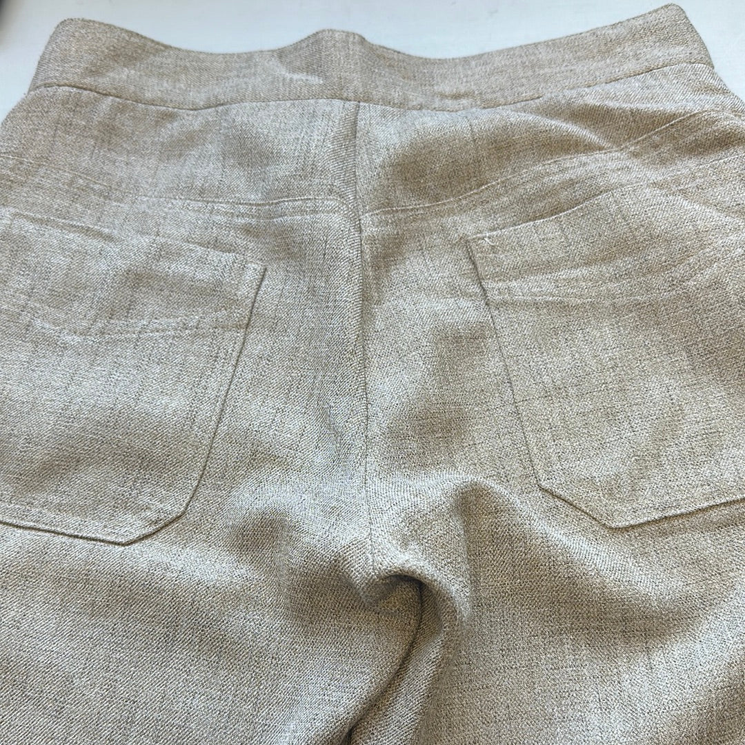 cream flared woven trousers