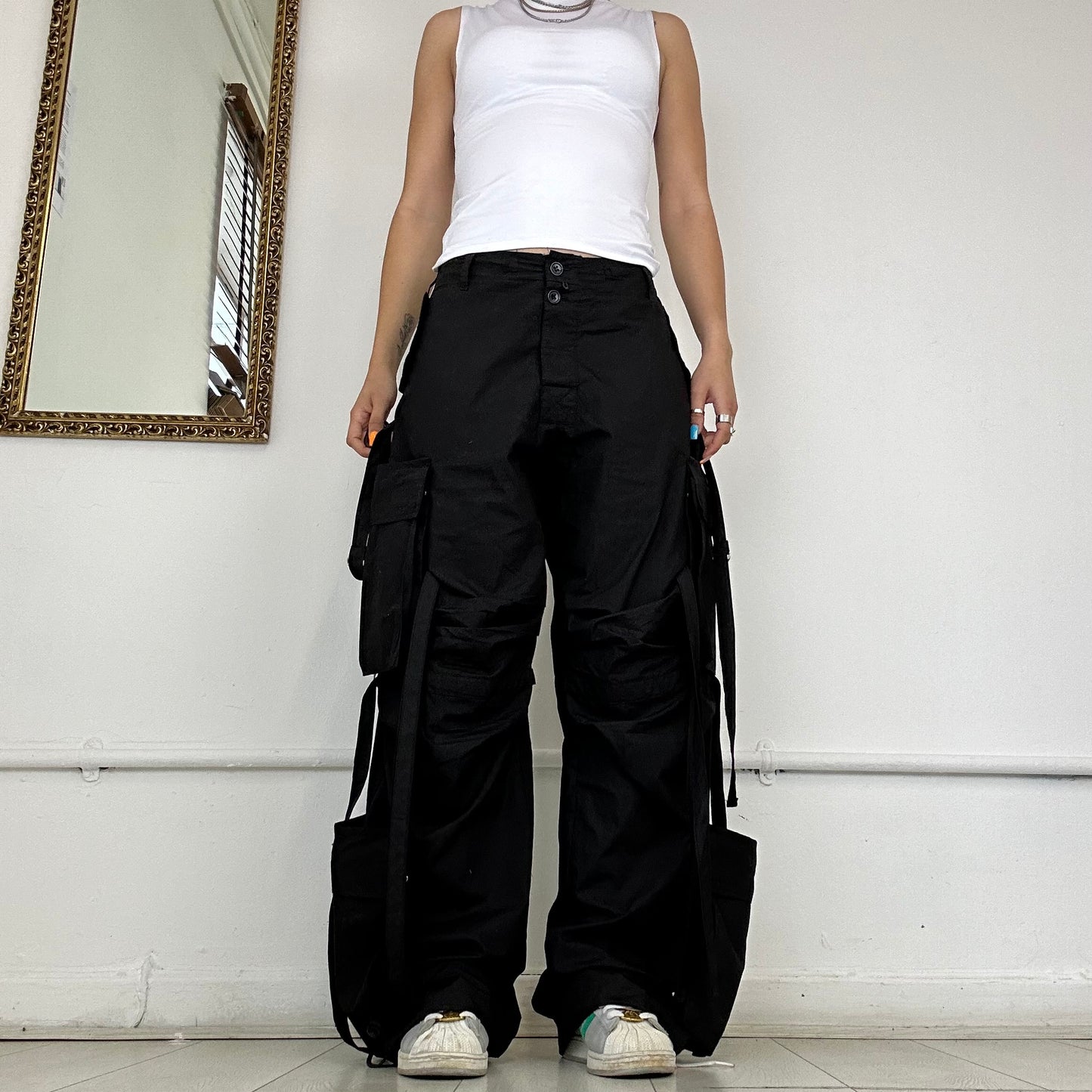 90's black raver cargo trousers