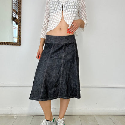 calvin klein denim midi skirt