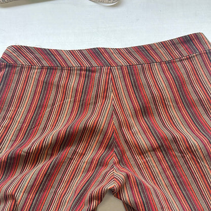 red stripped flared trousers