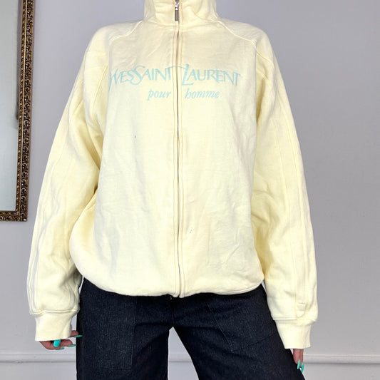 yellow yves saint laurent zip up jumper