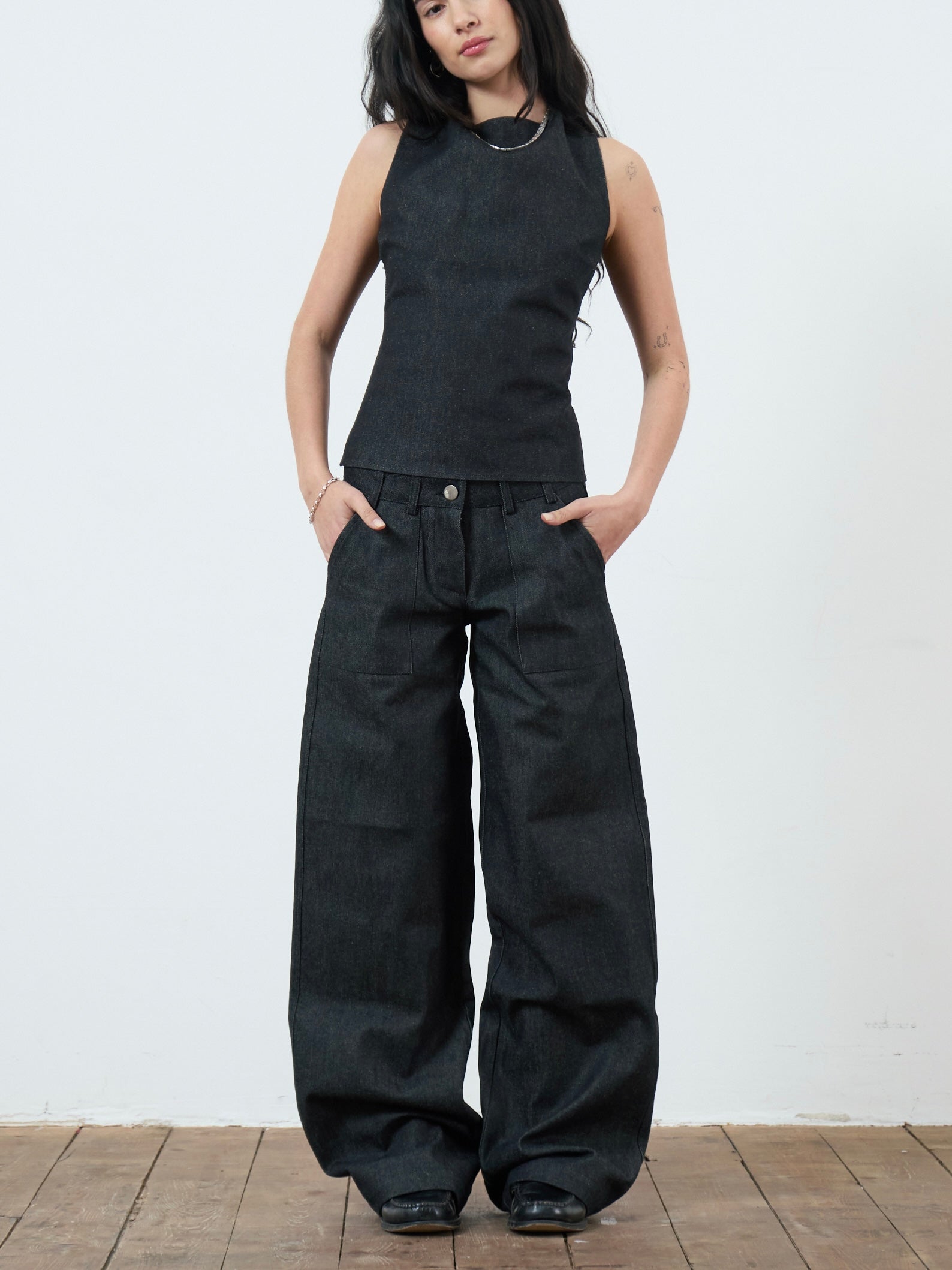 slouch jean - dark grey denim