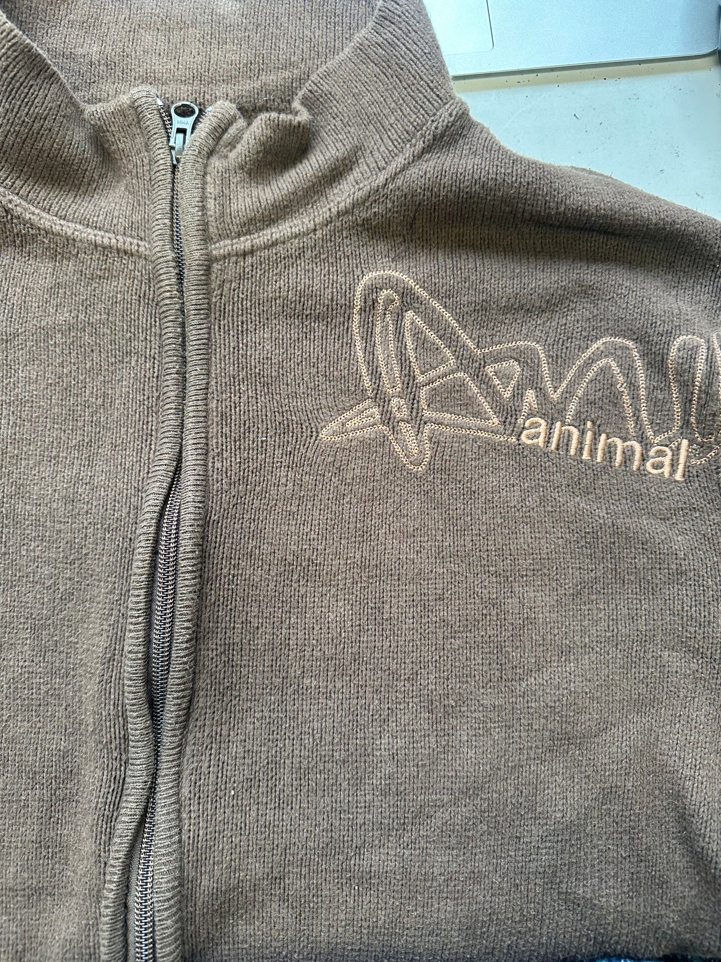 2000's animal zip up knit jumper