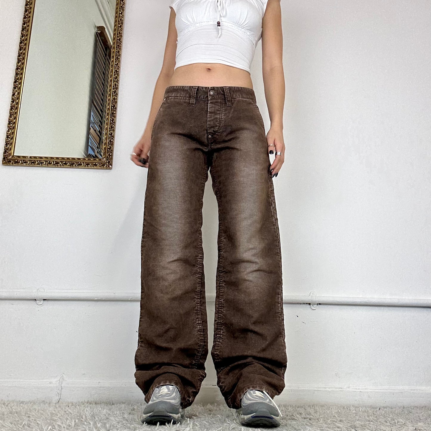 wide leg baggy curduroy trousers